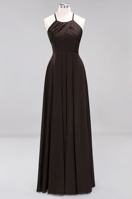 Halter Pleated Bridesmaid Dress Chiffon Sleeveless Floor Length Wedding Guest Dress_11