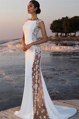 Mermaid Appliques Jewel Straps Sleeveless Long Prom Dress_1