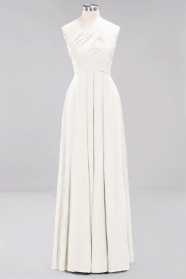 Halter Pleated Bridesmaid Dress Chiffon Sleeveless Floor Length Wedding Guest Dress_2