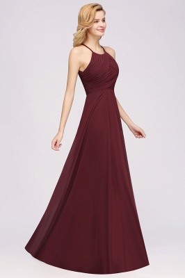 Halter Pleated Bridesmaid Dress Chiffon Sleeveless Floor Length Wedding Guest Dress_46