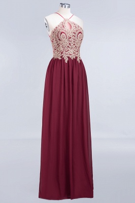 Elegant Princess Chiffon Spaghetti-Straps Sleeveless Backless Floor-Length Bridesmaid Dress with Appliques_3