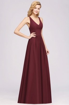 | A-Line Chiffon Lace V-Neck Sleeveless Straps Floor-Length Bridesmaid Dresses_4