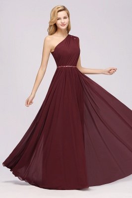 Elegant A-Line Burgundy Chiffon One-Shoulder Sleeveless Ruffles Floor-Length Bridesmaid Dresses with Beadings_37
