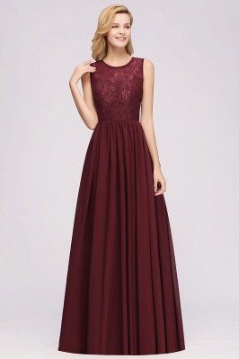 A-line Chiffon Lace Jewel Sleeveless Ruffles Floor-Length Bridesmaid Dresses with Appliques_1