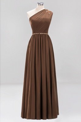 Elegant A-Line Burgundy Chiffon One-Shoulder Sleeveless Ruffles Floor-Length Bridesmaid Dresses with Beadings_12