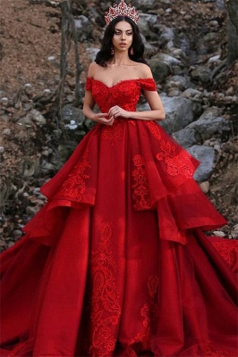 Gorgeous Appliques Off-the-Shoulder Sleeveless Prom Dress_1