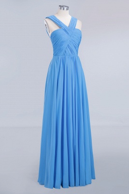 Elegant A-Line Chiffon Straps Sleeveless Ruffles Floor-Length Bridesmaid Dresses_9