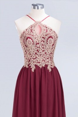 Elegant Princess Chiffon Spaghetti-Straps Sleeveless Backless Floor-Length Bridesmaid Dress with Appliques_4