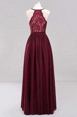 | A-Line Chiffon Lace V-Neck Sleeveless Straps Floor-Length Bridesmaid Dresses_9