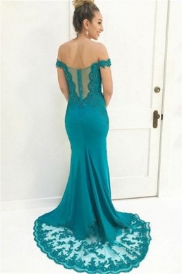 Charming Off-the-Shoulder Appliques Sleeveless Beading Floor-Length Prom Dress_2