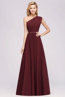 Elegant A-Line Burgundy Chiffon One-Shoulder Sleeveless Ruffles Floor-Length Bridesmaid Dresses with Beadings_35