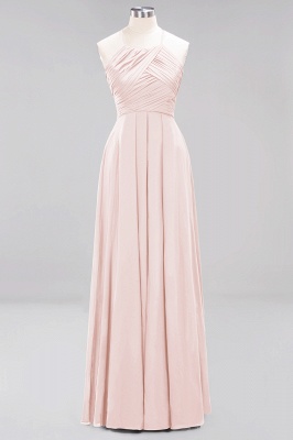 Halter Pleated Bridesmaid Dress Chiffon Sleeveless Floor Length Wedding Guest Dress_5