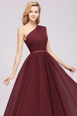 Elegant A-Line Burgundy Chiffon One-Shoulder Sleeveless Ruffles Floor-Length Bridesmaid Dresses with Beadings_38