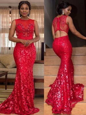 Appliques Jewel Sleeveless Mermaid Prom Dress_1