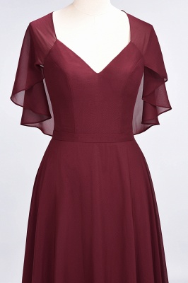 Elegant Princess Chiffon Satin V-Neck short-sleeves Floor-Length Bridesmaid Dress_5