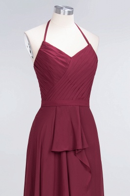 Elegant Princess Chiffon Halter V-Neck Sleeveless Floor-Length Bridesmaid Dress with Ruffle_5