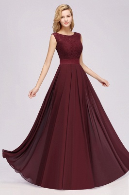 A-line Chiffon Lace Jewel Sleeveless Ruffles Floor-length Bridesmaid Dress_5