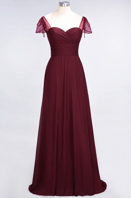 Elegant Princess Chiffon Sweetheart Cap-Sleeves Ruffle Floor-Length Bridesmaid Dress with Beadings_2