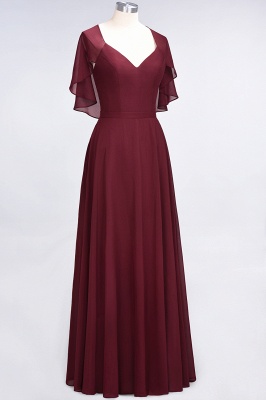 Elegant Princess Chiffon Satin V-Neck short-sleeves Floor-Length Bridesmaid Dress_4