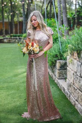 Sexy Sequin Bridesmaid Dresses | Rose Gold Long Wedding Guest Dresses_3