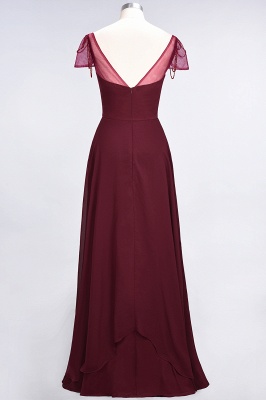 Elegant Princess Chiffon Sweetheart Cap-Sleeves Ruffle Floor-Length Bridesmaid Dress with Beadings_3