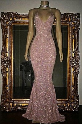 Stunning Mermaid Spaghetti Straps Sequined Sleeveless Prom Dresses  sp0311_2