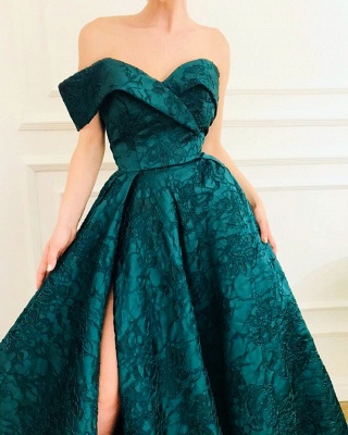 Vestidos de noche elegantes con encaje en los hombros_3