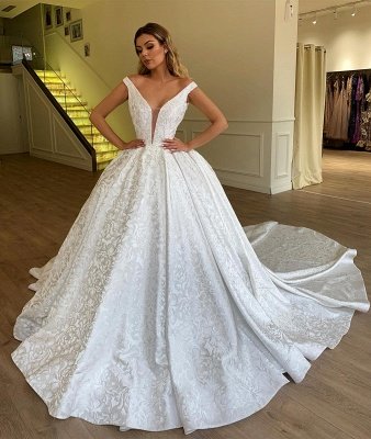 Off The Shoulder Printed Fabric Bridal Gowns | New Arrival Ball Gown  Wedding Dresses_2