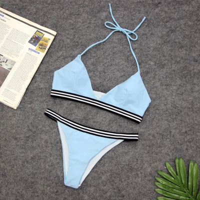 Almohadillas triangulares Halter Bikini de dos piezas Trajes de baño_6