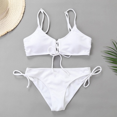 Spaghetti Straps Lace-up Bras Two Piece Sexy Bikini Swimsuits_1