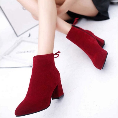Chunky Heel Daily Lace-up Pointed Toe Zipper Elegant Boots_1