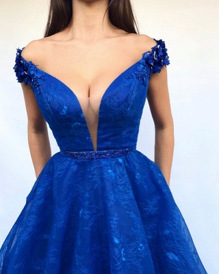 A-Line-Abendkleid in Royal Blue für Schulterfrei_2