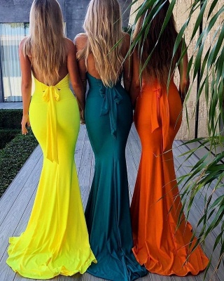 Sexy Halter Sleeveless Backless Bowknot Sexy Mermaid Prom Dress_2