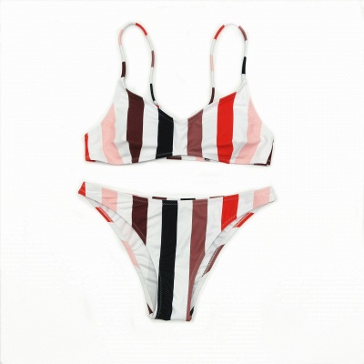 Colorful Stripes Spaghetti Straps Two Piece Sexy Bikini Set_12