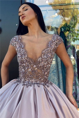 V-neck Sleeveless Crystal Beading Ball-Gown Prom Dresses_4