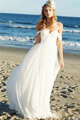 Elegant Off The Shoulder Wedding Dresses  Online | Illusion Ruffles Sleeveless Sexy  Bridal Gowns_1