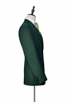Green Double Breasted Tailored Suit For Formal | Peaked Lapel 3 Pockets Custom Made Causal Suit_5