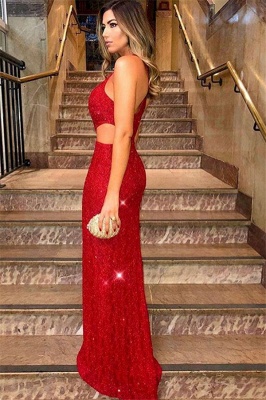 Vestido de fiesta de lentejuelas con aberturas laterales y un solo hombro de color rojo sexy_2