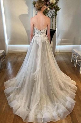 See Through Lace Appliques Sweetheart Wedding Dresses | Sleeveless Open Back  Bridal Gowns_2