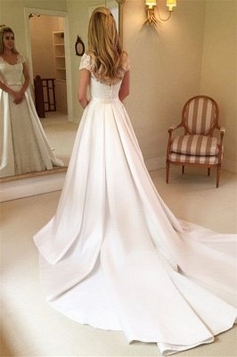 Latest Appliques Cap Sleeves Lace Wedding Dresses | Overskirt Jewel  Bridal Gowns_2