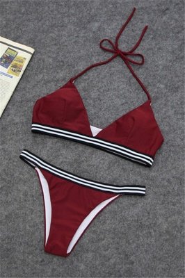 Triangle Pads Halter Two Piece Sexy Bikini Swimsuits_1