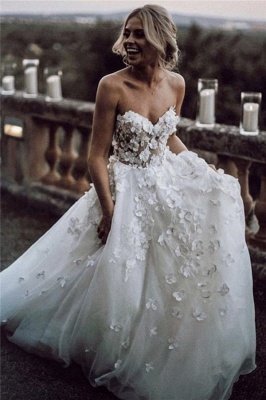 Robes de mariée bijou élégant sexy | Robes de mariée florales simples sans manches à dos nu_1