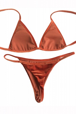 Velvet Triangle Pads Bikini-Badeanzüge mit hoher Taille_6