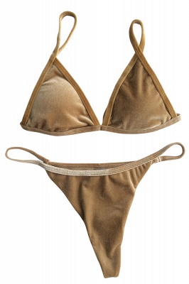 Velvet Triangle Pads Bikini-Badeanzüge mit hoher Taille_2