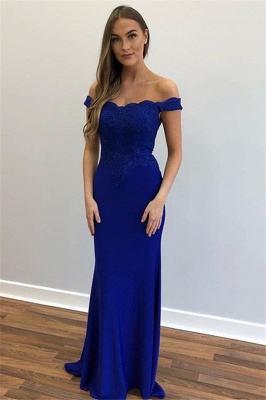Glamorous Off-The-Shoulder Appliques Sleeveless Mermaid Prom Dresses_3