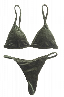 Velvet Triangle Pads Bikini-Badeanzüge mit hoher Taille_4