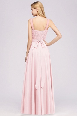 Chiffon Tulle Lace Beadings Jewel Sleeveless Floor-Length Bridesmaid Dresses with Sash_5
