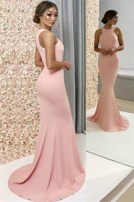 2021 New Arrival Pink Halter Sleeveless Mermaid Prom Dresses_1