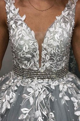 Elegant Crystal Apppliques Simple Ball Gown Prom Dresses | A-Line Sleeveless Backless Evening Dresses_3