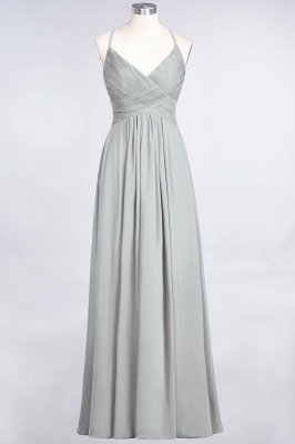 Elegant Princess Chiffon Spaghetti-Straps V-Neck Sleeveless Floor-Length Bridesmaid Dress with Ruffles_29